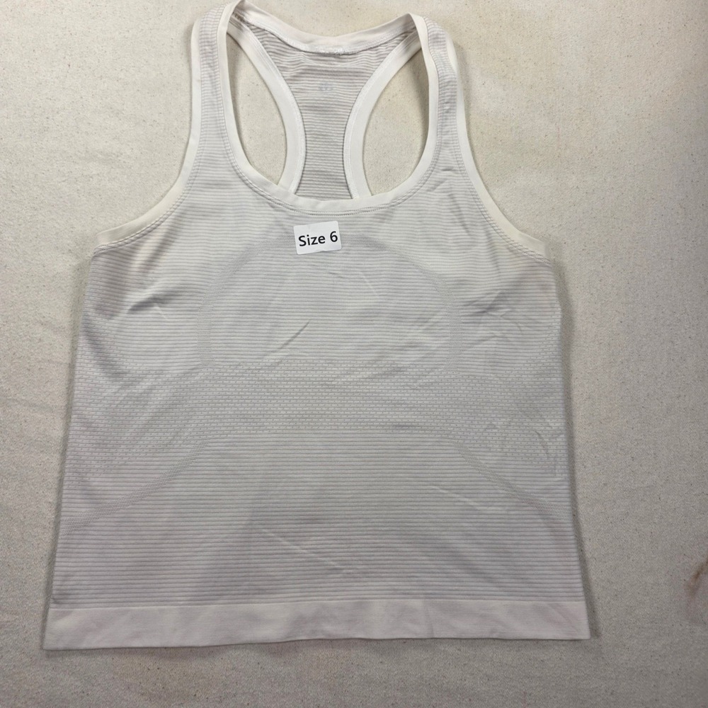 Lululemon Swiftly Tech Racerback Tank Top 2.0 Grey White Stripe Size 6